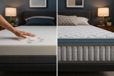 Make a Table Comparing Memory Foam vs Hybrid Mattresses for better sleep choices with memory foam and hybrid bed comparison