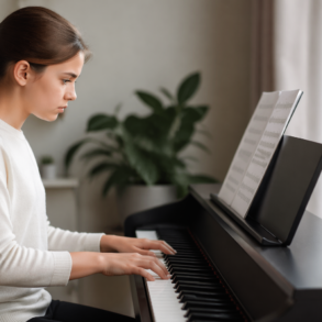 Beginner learning piano through Online Klaverundervisning at home