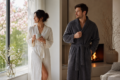 Comfortable robes for women and men in soft seasonal fabrics for relaxing at home