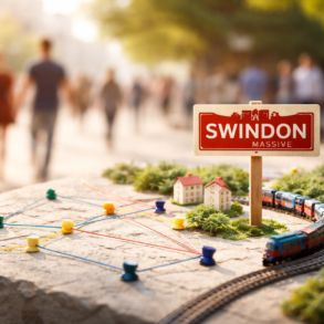 Swindon Massive concept showing local identity, town culture, and internet search interest in Swindon
