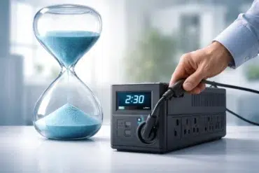 Uninterruptible Power Supply Hours showing UPS runtime for home and office devices during a power outage