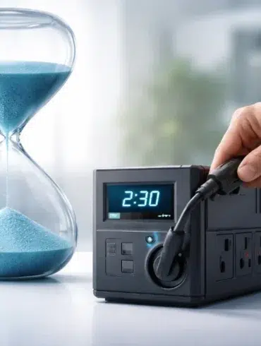 Uninterruptible Power Supply Hours showing UPS runtime for home and office devices during a power outage