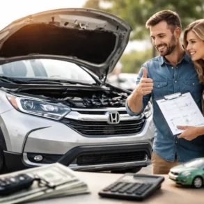 Used Honda CRV parked outdoors during a buyer inspection before purchase