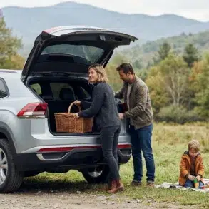 Volkswagen Atlas Cross Sport parked outdoors showing modern SUV styling, spacious design, and practical everyday family use