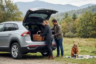 Volkswagen Atlas Cross Sport parked outdoors showing modern SUV styling, spacious design, and practical everyday family use