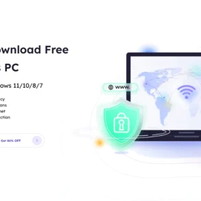iTop VPN free download for Windows PC, featuring AES-256 encryption, 3200+ servers, lightning speed, and dedicated IP for secure browsing.