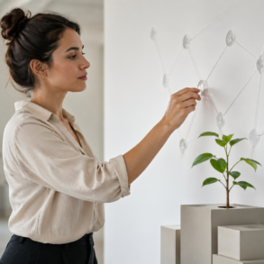 L Social online branding and digital growth strategy with people connecting through social platforms