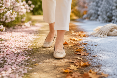 Woman wearing Ballet Flats with stylish seasonal outfit