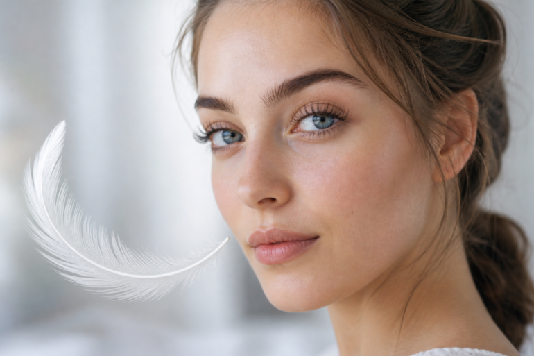 Woman receiving Cils Lifting treatment for natural lash curl in a clean beauty salon