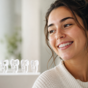 Clear Braces on a smiling adult showing discreet ceramic orthodontic treatment