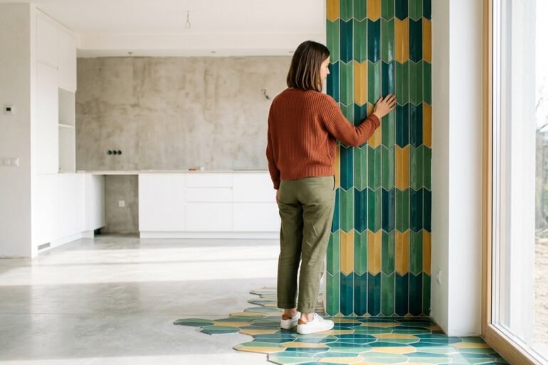 Stylish home interior with Color Tiles on floors and walls for a modern makeover