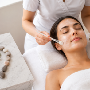 Woman receiving a relaxing Facial Near Me spa treatment for glowing healthy skin