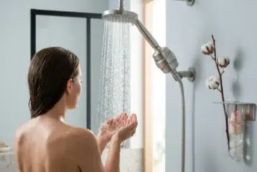 Filter in Shower installed in a modern bathroom for cleaner water and softer skin