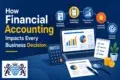 Financial accounting concepts with a laptop, calculator, and charts, showing how it influences business decisions. Intuitive and informative.