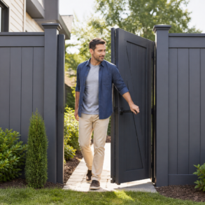Gate in Panel installed in a modern backyard fence with secure access and clean outdoor design
