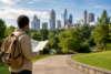 North America Atlanta skyline with travelers enjoying city highlights, parks, and cultural attractions