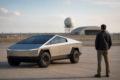 Pentagon Big Tech Tesla Cybertruck defense technology concept with futuristic electric vehicle and military innovation theme