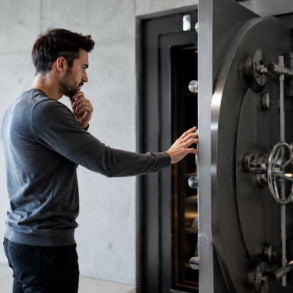 A person checking online safety and privacy settings before visiting R34 Vault or similar online vault websites