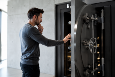 A person checking online safety and privacy settings before visiting R34 Vault or similar online vault websites