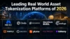 Leading Real World Asset Tokenization Platforms of 2026' featuring logos of platforms like MEXC, Ondo, Securitize, and others against a futuristic cityscape backdrop.