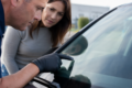 Repairable Windshield chip inspection by auto glass technician