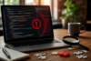 Developer reviewing code on a laptop while fixing scripting errors in a clean workspace