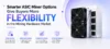 Promotional banner for ASIC miner options, highlighting flexibility, choices, decisions, solutions, and results with an image of mining hardware.