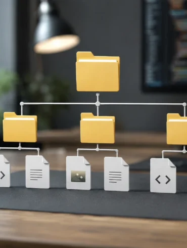 Soutaipasu coding concept showing organized website folders, relative paths, images, CSS files, and JavaScript files connected in a clean structure