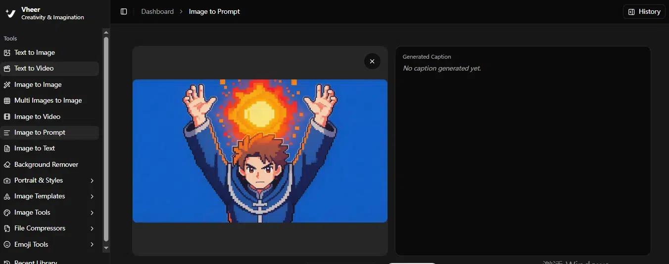 A pixel art character with brown hair in a blue outfit raises hands, creating a bright fireball above. Background is solid blue, conveying action and intensity.