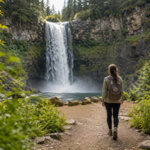 Scenic local waterfall surrounded by green forest, rocks, and a peaceful hiking trail for a Waterfalls Near Me day trip