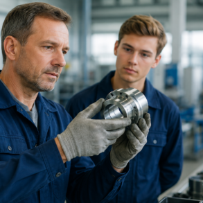 What Is Manufacturing Experience shown through workers checking products on a modern production line