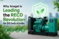 Aceget's leadership in the RECD revolution for DG sets in India. Image includes a green generator and eco-friendly icons. Vibrant, modern tone.