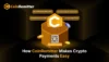 Graphic illustrating CoinRemitter's crypto payment services with features like easy onboarding, fast settlements, and low fees.
