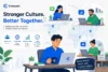 Remote fintech team working together globally with focus on culture, growth mindset, trust, and a people-first approach.