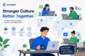 Remote fintech team working together globally with focus on culture, growth mindset, trust, and a people-first approach.