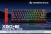 Mambasnake X60HE three mode wireless magnetic axis gaming keyboard with RGB lighting.