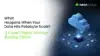 Text about challenges of data at petabyte scale and cloud object storage, with a digital cloud and connected data nodes graphic.