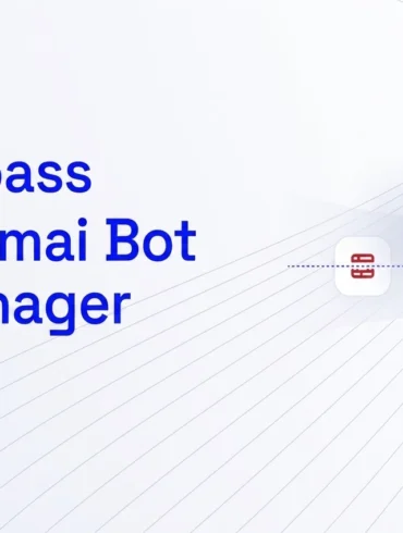 Graphic with text "Bypass Akamai Bot Manager" and cybersecurity icons including a lock.