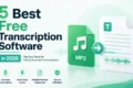 Graphic promoting the 5 best free transcription software in 2026, highlighting accuracy, ease, multiple formats, and security.