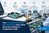 Turnkey electronics manufacturing graphic showing circuit boards, factory assembly, quality testing, and delivery, helping OEMs move from design to production.