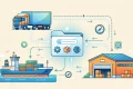 Icons of a truck, warehouse, and cargo ship representing logistics business categories
