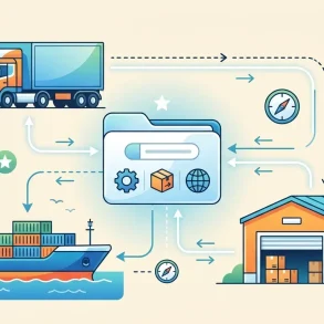 Icons of a truck, warehouse, and cargo ship representing logistics business categories