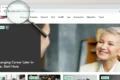 A browser shows “Changing Career Later in Life: Start Here” beside a smiling older woman, with a magnifying glass over the address bar; hopeful tone.